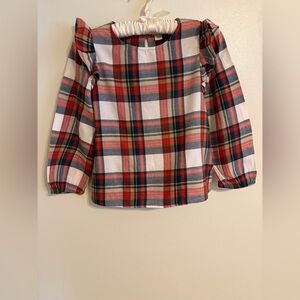 Crewcuts Kids Ruffle Plaid Blouse - Red, Blue, and White